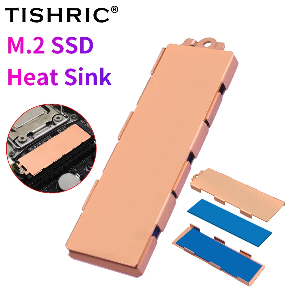 TISHRIC SSD M2 Radiator Heatsink Cooler Cooling Radiator Pure copper SSD Heat Sink with Thermal Pad for M.2 NVME NGFF 2280 SSD
TISHRIC SSD M2 Radiator Heatsink Cooler Cooling Radiator Pure copper SSD Heat Sink with Thermal Pad for M.2 NVME NGFF 2280 SSD