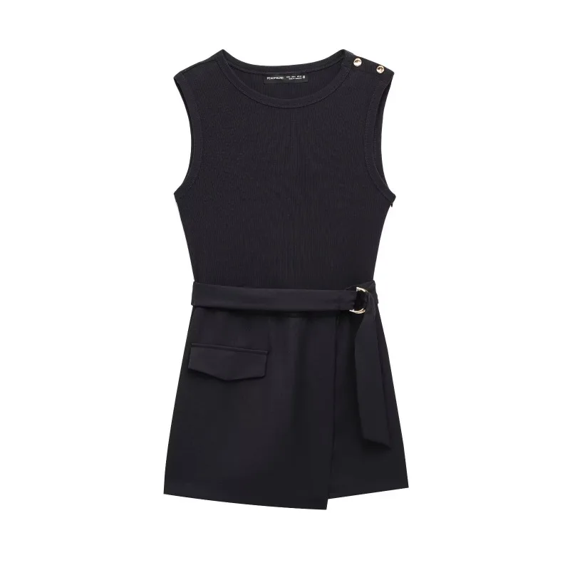 TRAFZR 2025 Romper Women Sleeveless Round Neck Contrast Panels Slim Fit Waist Tie Office Street Jumpsuit Summer Minimalist Chic
TRAFZR 2025 Romper Women Sleeveless Round Neck Contrast Panels Slim Fit Waist Tie Office Street Jumpsuit Summer Minimalist Chic
