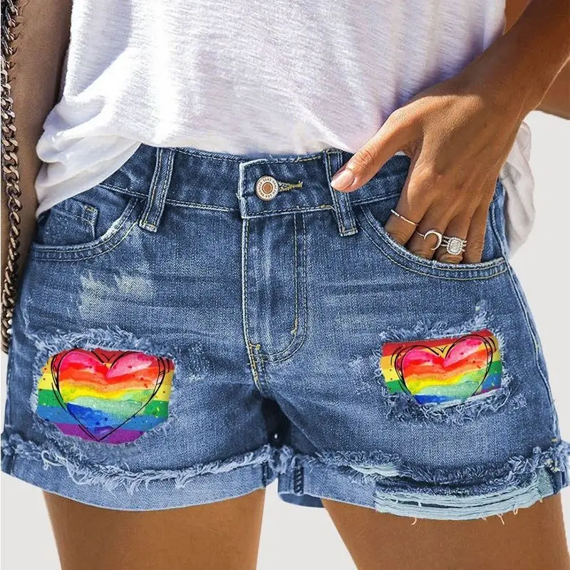 Cinco De Mayo Rainbow Stripe Print Ripped Patchwork Denim Shorts Women Summer Spring Sexy Shorts Jeans Denim Pants
Cinco De Mayo Rainbow Stripe Print Ripped Patchwork Denim Shorts Women Summer Spring Sexy Shorts Jeans Denim Pants