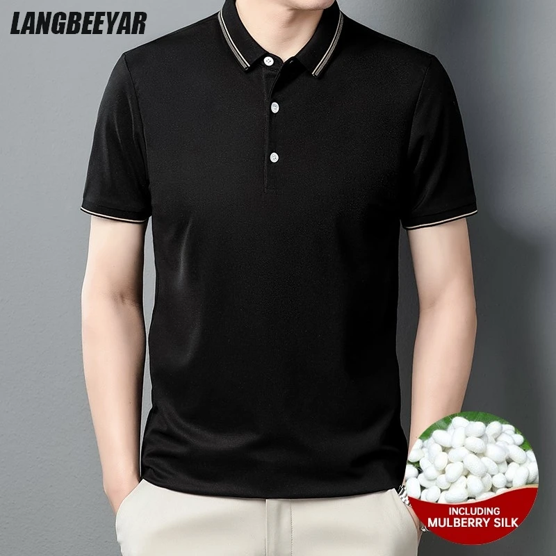 High End With Mulberry Silk New Mecerized Cotton Summer Men's Polo Shirts Short Sleeve Casual Tops Fashions Mens Clothes 2025
High End With Mulberry Silk New Mecerized Cotton Summer Men's Polo Shirts Short Sleeve Casual Tops Fashions Mens Clothes 2025