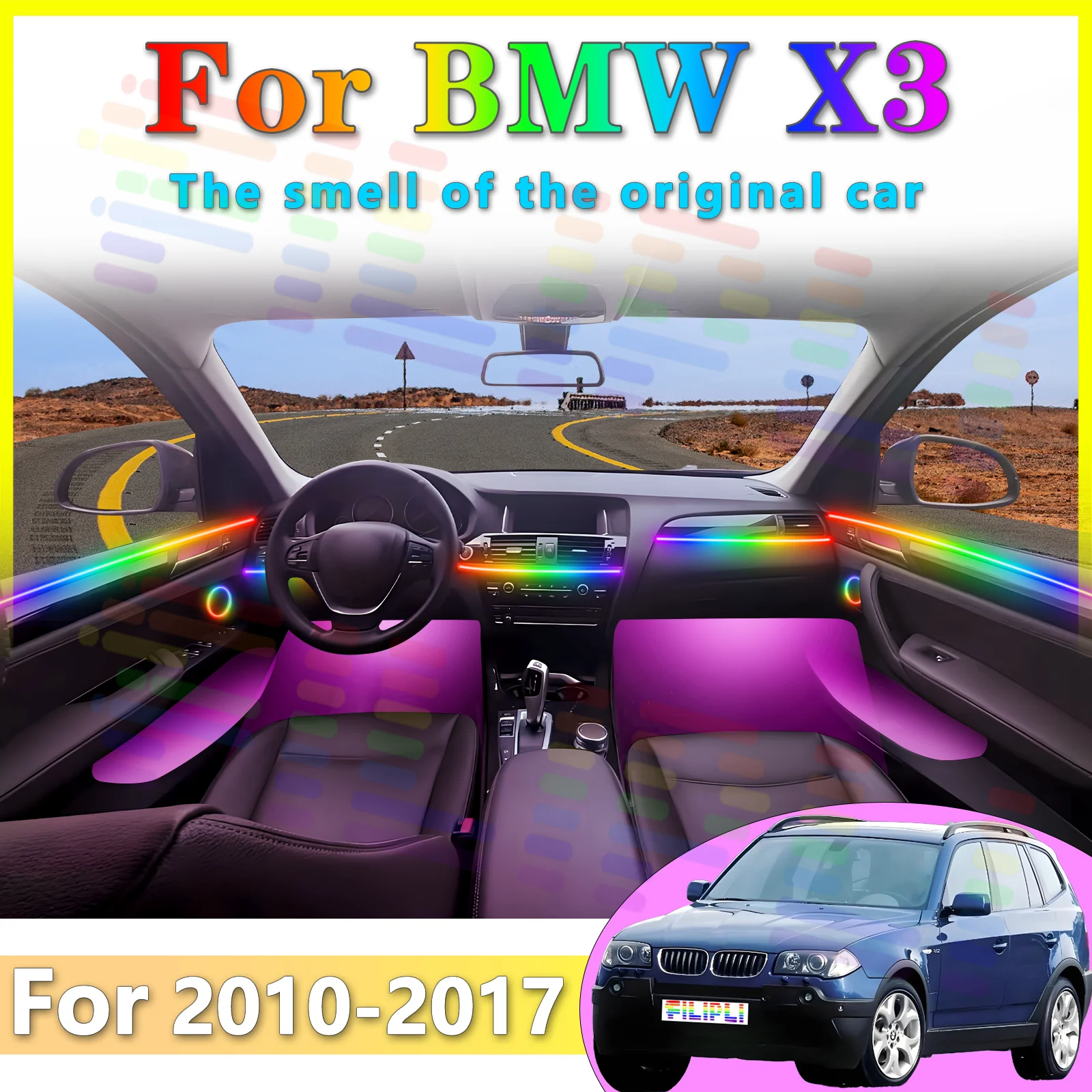 FILIPLI For BMW X3 F25 Interior Acrylic LED Strip 64Color RGB Symphony with APP to Enhance Driving Experience and Multiple Light
FILIPLI For BMW X3 F25 Interior Acrylic LED Strip 64Color RGB Symphony with APP to Enhance Driving Experience and Multiple Light