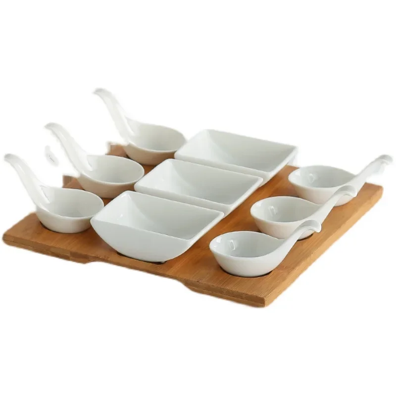 Creative Snack Plate Special Restaurant Divided Grid Ceramic Snack Dish Japanese Cuisine Sauce Dipping Dish Bamboo Wooden Tray
Creative Snack Plate Special Restaurant Divided Grid Ceramic Snack Dish Japanese Cuisine Sauce Dipping Dish Bamboo Wooden Tray
