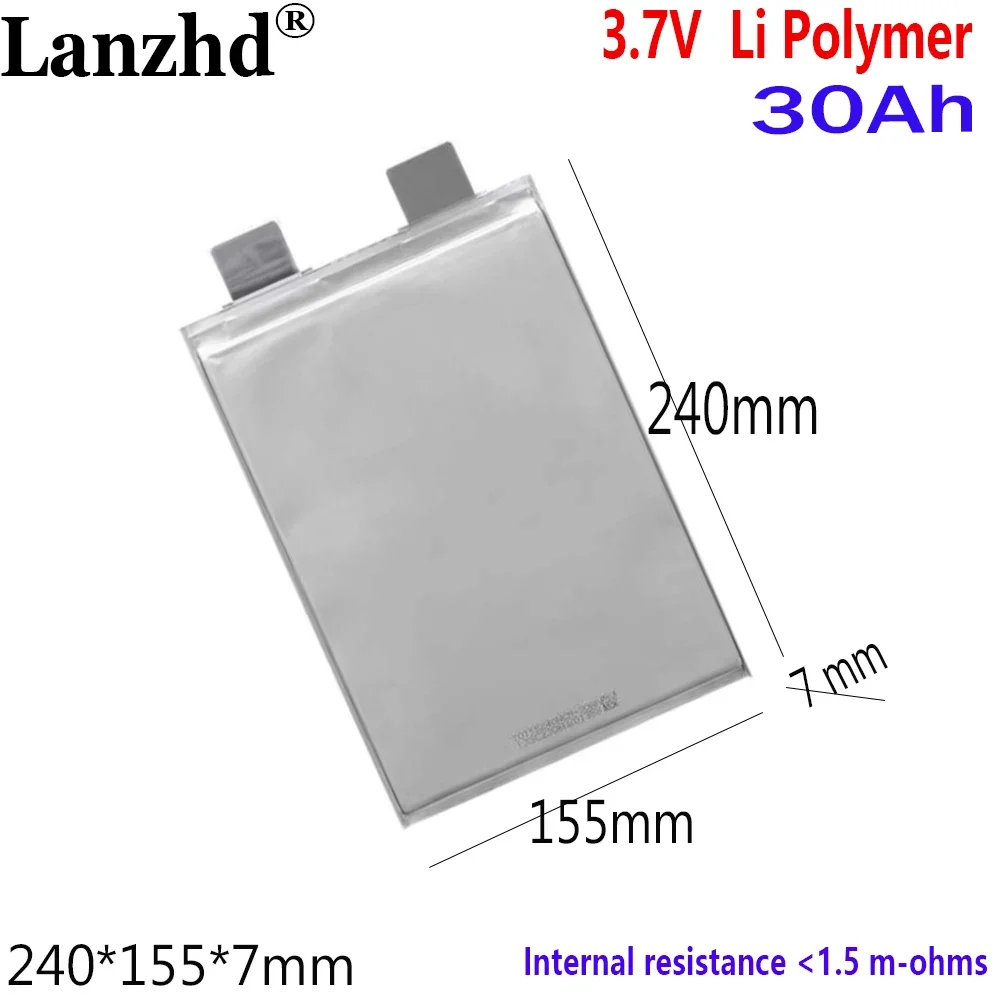1-20pcs 3.7V Plum polymer Soft pack battery Lipo 30Ah Pouch Cell For Racing Car Electric Motorcycle 240*155*7mm 70155240
1-20pcs 3.7V Plum polymer Soft pack battery Lipo 30Ah Pouch Cell For Racing Car Electric Motorcycle 240*155*7mm 70155240