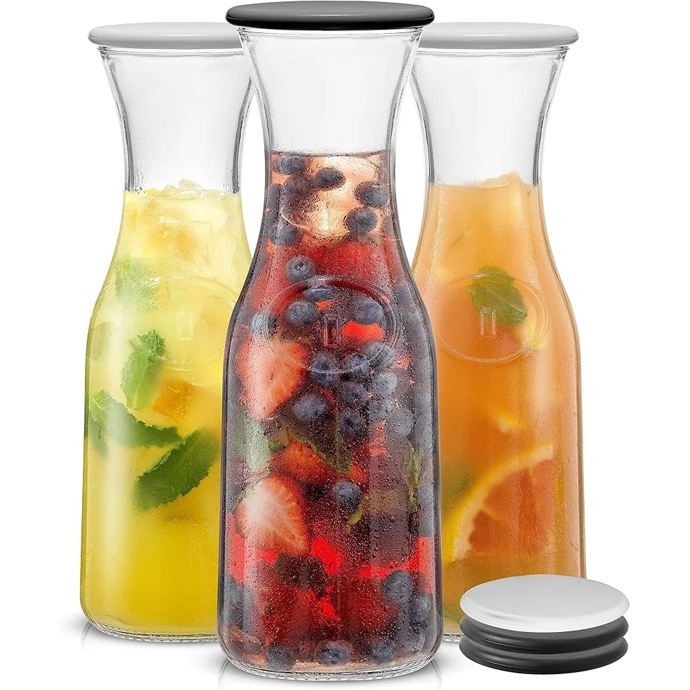 Glass Carafe Set of 3 with Lids 1L Pitcher Mimosa Bar Water Iced Tea Juice Wine Dishwasher Safe Perfect Parties
Glass Carafe Set of 3 with Lids 1L Pitcher Mimosa Bar Water Iced Tea Juice Wine Dishwasher Safe Perfect Parties