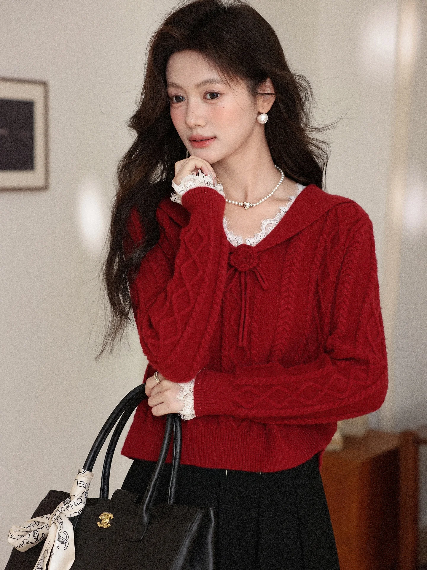 South Deer Stberry Cisas Red Knitwear Women's Loose Winter Long Sve round Ne Casual Sle Faionable Top
South Deer Stberry Cisas Red Knitwear Women's Loose Winter Long Sve round Ne Casual Sle Faionable Top