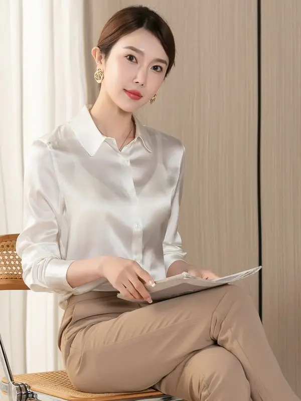 Silk Simulation Long Sve Collar Commute Sle Women's irt Satin Surface Profional Dr Color Colion Slim Fit
Silk Simulation Long Sve Collar Commute Sle Women's irt Satin Surface Profional Dr Color Colion Slim Fit