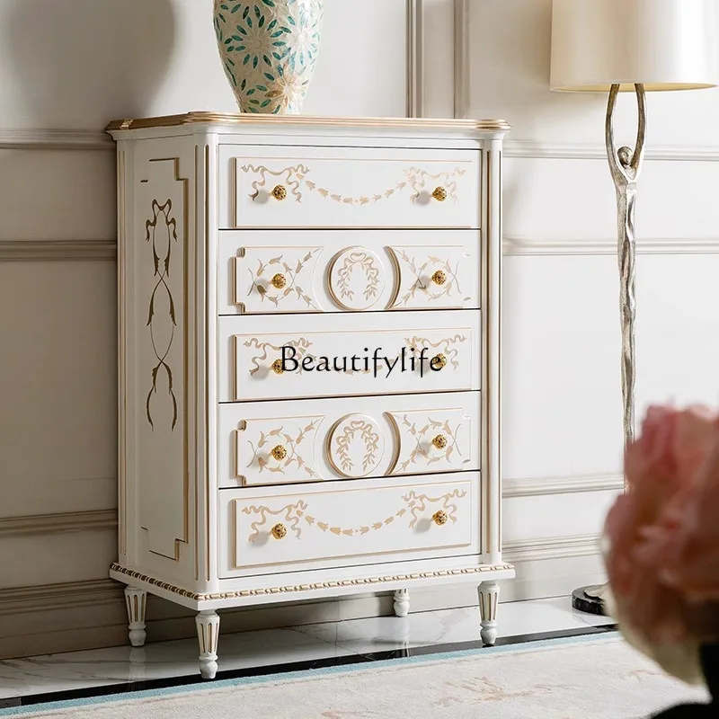 02*American solid wood porch cabinet European decorative retro painted drawer cabinet
02*American solid wood porch cabinet European decorative retro painted drawer cabinet