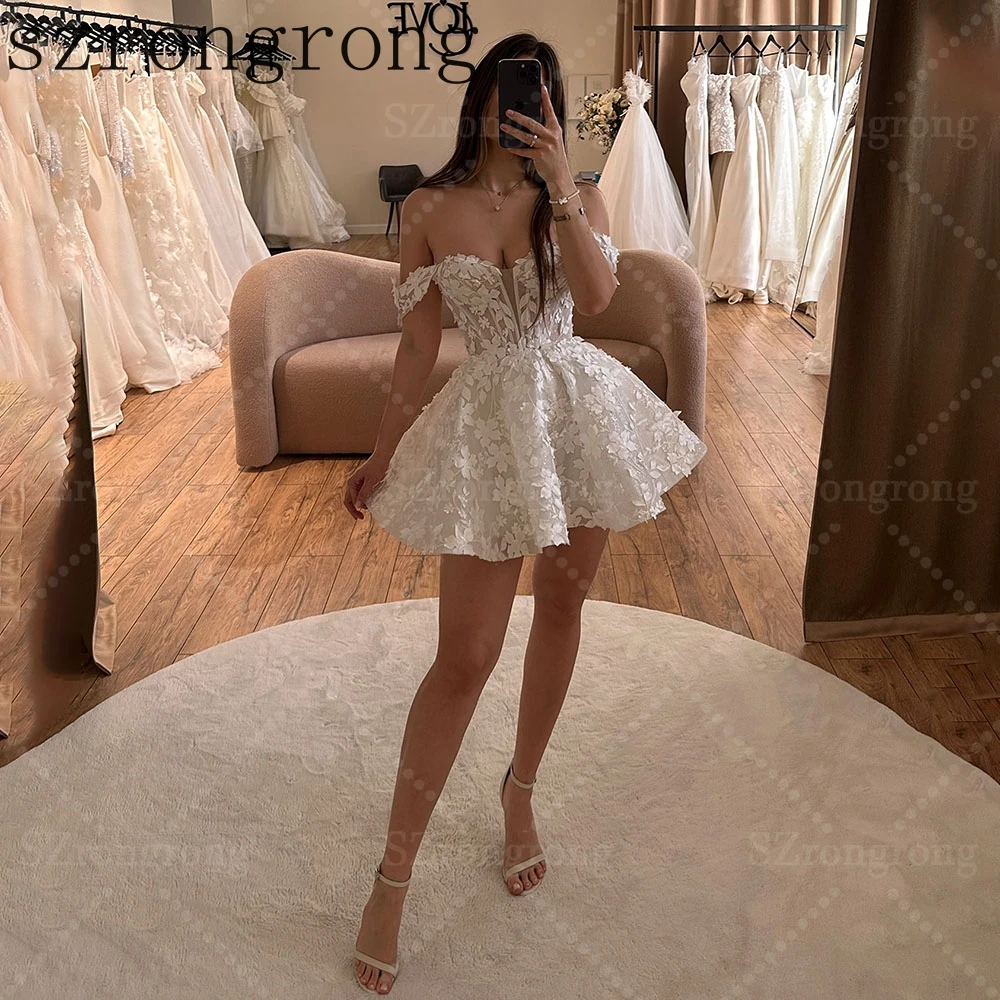 Custom Made Elegant Off Shoulder Lace A-line Backless Wedding Dress Backless Short Mini Boho Bridal Dress vestido de novia
Custom Made Elegant Off Shoulder Lace A-line Backless Wedding Dress Backless Short Mini Boho Bridal Dress vestido de novia