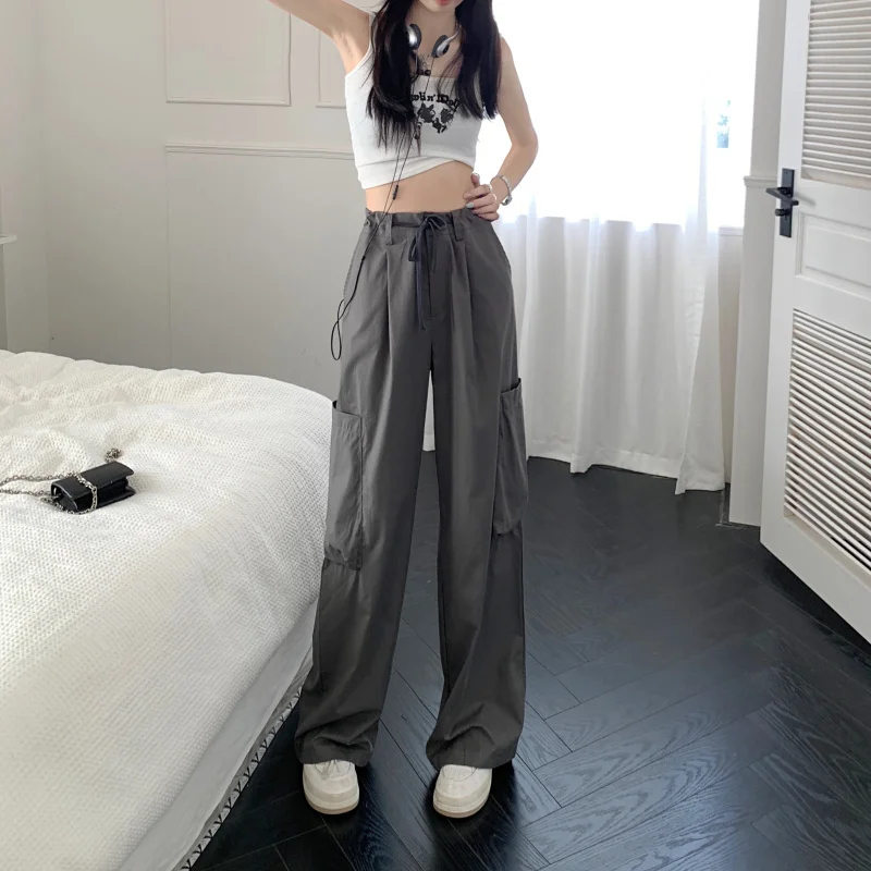 Large Pocket Workwear Straight Wide Leg Pants Ladies Korean Slim Design Loose Casual Women's Summer Harajuku Y2K Trousers Women
Large Pocket Workwear Straight Wide Leg Pants Ladies Korean Slim Design Loose Casual Women's Summer Harajuku Y2K Trousers Women