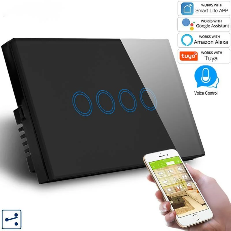 AU/US 1/2/3/4Gang 2 Way WIFI Switches,AC110-240v WIFI wall Light Switch,smart home switch,Tuya/Google/Alexa Control Switch
AU/US 1/2/3/4Gang 2 Way WIFI Switches,AC110-240v WIFI wall Light Switch,smart home switch,Tuya/Google/Alexa Control Switch