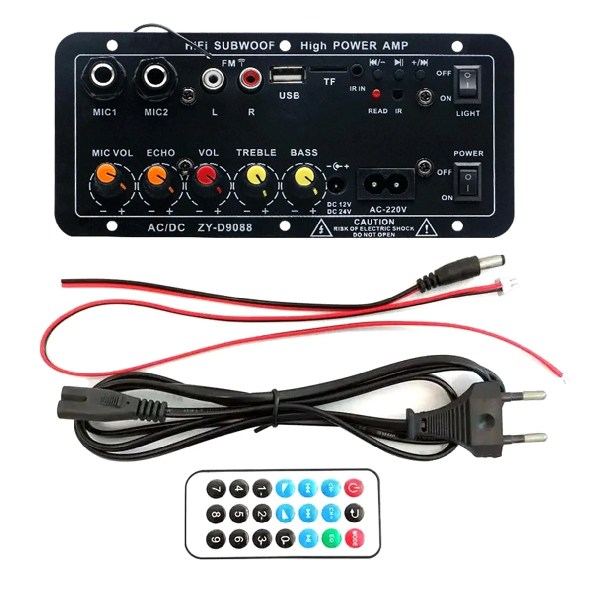 T06C-Bluetooth Audio Amplifier Board 120W Subwoofer Dual Microphone AMP Module for 4 Ohms 8-12 Inch Speaker (EU Plug)
T06C-Bluetooth Audio Amplifier Board 120W Subwoofer Dual Microphone AMP Module for 4 Ohms 8-12 Inch Speaker (EU Plug)