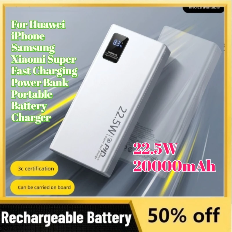 High-Quality 22.5W 20000mAh Power Bank for Huawei IPhone Samsung Xiaomi Super Fast Charging Power Bank Portable Battery Charger
High-Quality 22.5W 20000mAh Power Bank for Huawei IPhone Samsung Xiaomi Super Fast Charging Power Bank Portable Battery Charger
