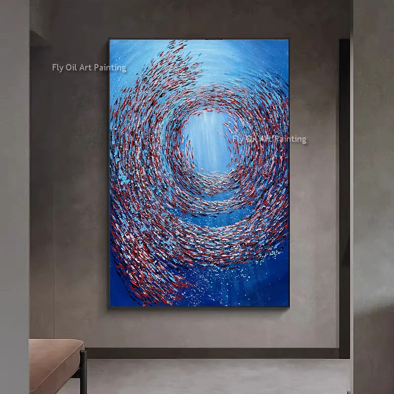 Dark Blue Deep Sea Colorful Fishes Thick Oil Painting Handmade School Fishes Canvas Wall Art Blue Seascape Artwork Home Decor
Dark Blue Deep Sea Colorful Fishes Thick Oil Painting Handmade School Fishes Canvas Wall Art Blue Seascape Artwork Home Decor