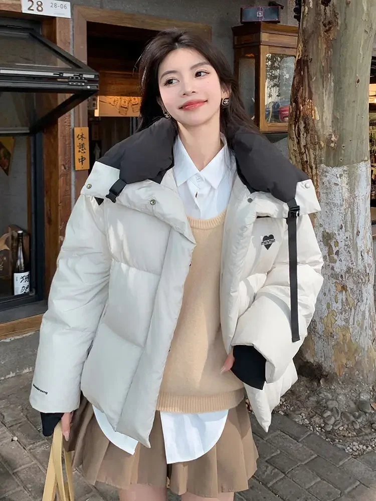 Chic Short Puffer Jacket Winter Clothing Women Streetwear Warm Parkas Long Sleeve Zipper Hooded Coat Patchwork Outerwear New
Chic Short Puffer Jacket Winter Clothing Women Streetwear Warm Parkas Long Sleeve Zipper Hooded Coat Patchwork Outerwear New