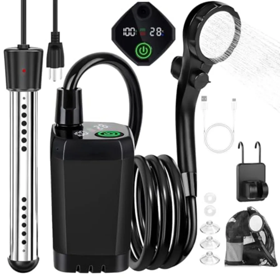 Portable Camping Shower with Heater 6000mAh Rechargeable Portable Shower with 2000W Immersion Heater LED Display Heated Camping
Portable Camping Shower with Heater 6000mAh Rechargeable Portable Shower with 2000W Immersion Heater LED Display Heated Camping