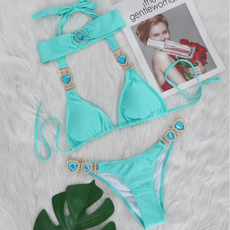 Heart Rhinestones Bikinis Swimsuits With Headband Women Swimwear Female Push Up Bikini Beach Swim Wear Bathing Suits Pool Bather
Heart Rhinestones Bikinis Swimsuits With Headband Women Swimwear Female Push Up Bikini Beach Swim Wear Bathing Suits Pool Bather