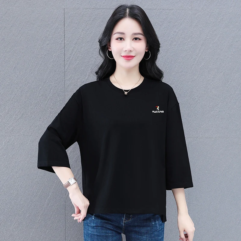2025 new large-size middle-aged women's pure cotton three-quarter sleeve T-shirt spring and summer loose casual versatile top
2025 new large-size middle-aged women's pure cotton three-quarter sleeve T-shirt spring and summer loose casual versatile top
