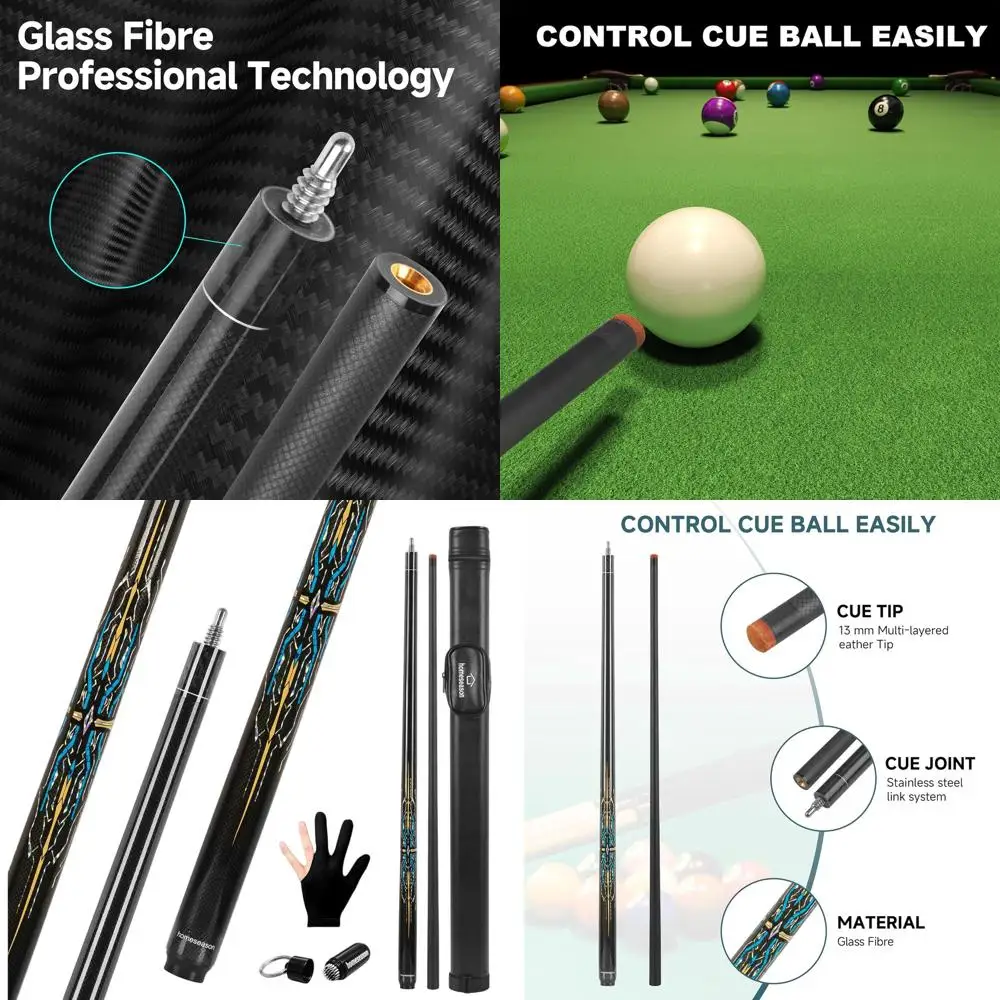 58 Premium Fiberglass Billiard Cue Sticks - Professional Collection Pool Cues
58 Premium Fiberglass Billiard Cue Sticks - Professional Collection Pool Cues