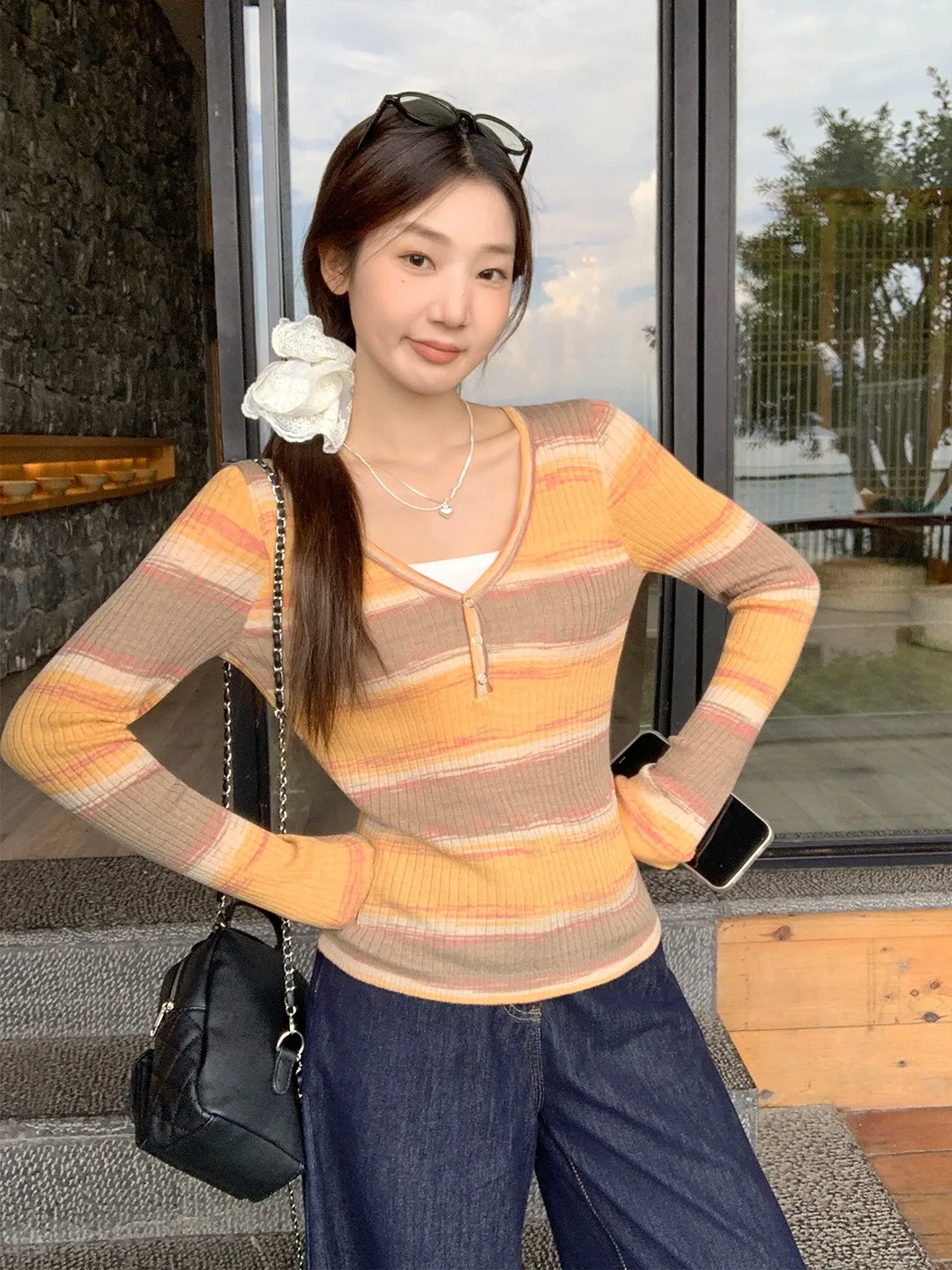 Женская облегающая трикотажная футболка Off2025 с длинным рукавом и V-образным вырезом, оранжевого цвета, для молодых девушек, повседневная, сексуальная
Женская облегающая трикотажная футболка Off2025 с длинным рукавом и V-образным вырезом, оранжевого цвета, для молодых девушек, повседневная, сексуальная