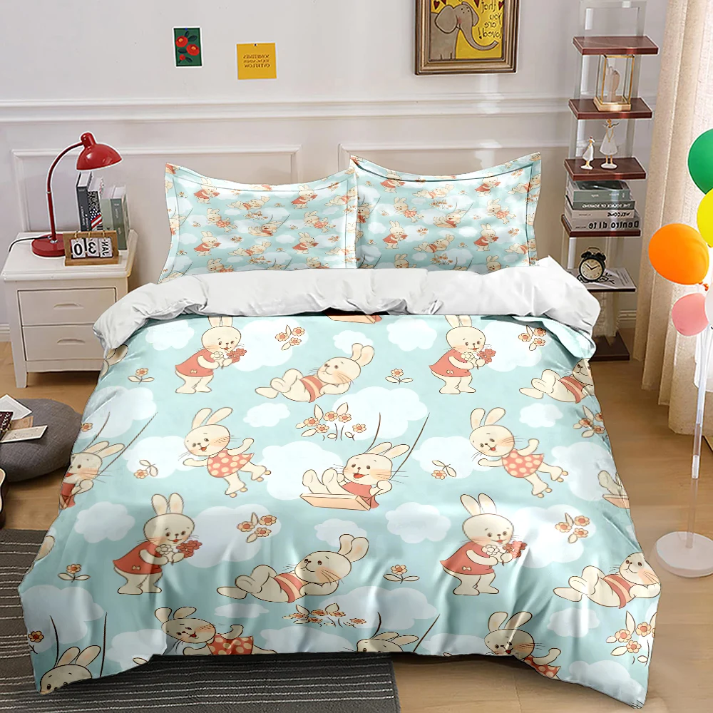 Cute cartoon bunny garden pattern Print Bedding Set 1 Duvet Cover 2 Pillowcases for Adult and Children Luxury Gift Full Size
Cute cartoon bunny garden pattern Print Bedding Set 1 Duvet Cover 2 Pillowcases for Adult and Children Luxury Gift Full Size