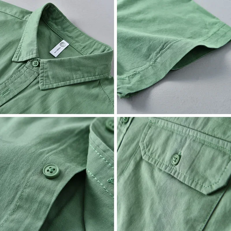 Новые летние мужские рубашки в японском стиле с коротким рукавом цвета хаки, мужская рубашка-карго из чистого хлопка с лацканами, повседневная модная рубашка с двойным карманом
Новые летние мужские рубашки в японском стиле с коротким рукавом цвета хаки, мужская рубашка-карго из чистого хлопка с лацканами, повседневная модная рубашка с двойным карманом