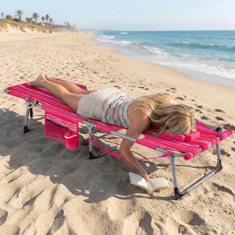 Tanning Chair with Face Arm Holes Portable Sunbathing Chair-Pink Strip
Tanning Chair with Face Arm Holes Portable Sunbathing Chair-Pink Strip