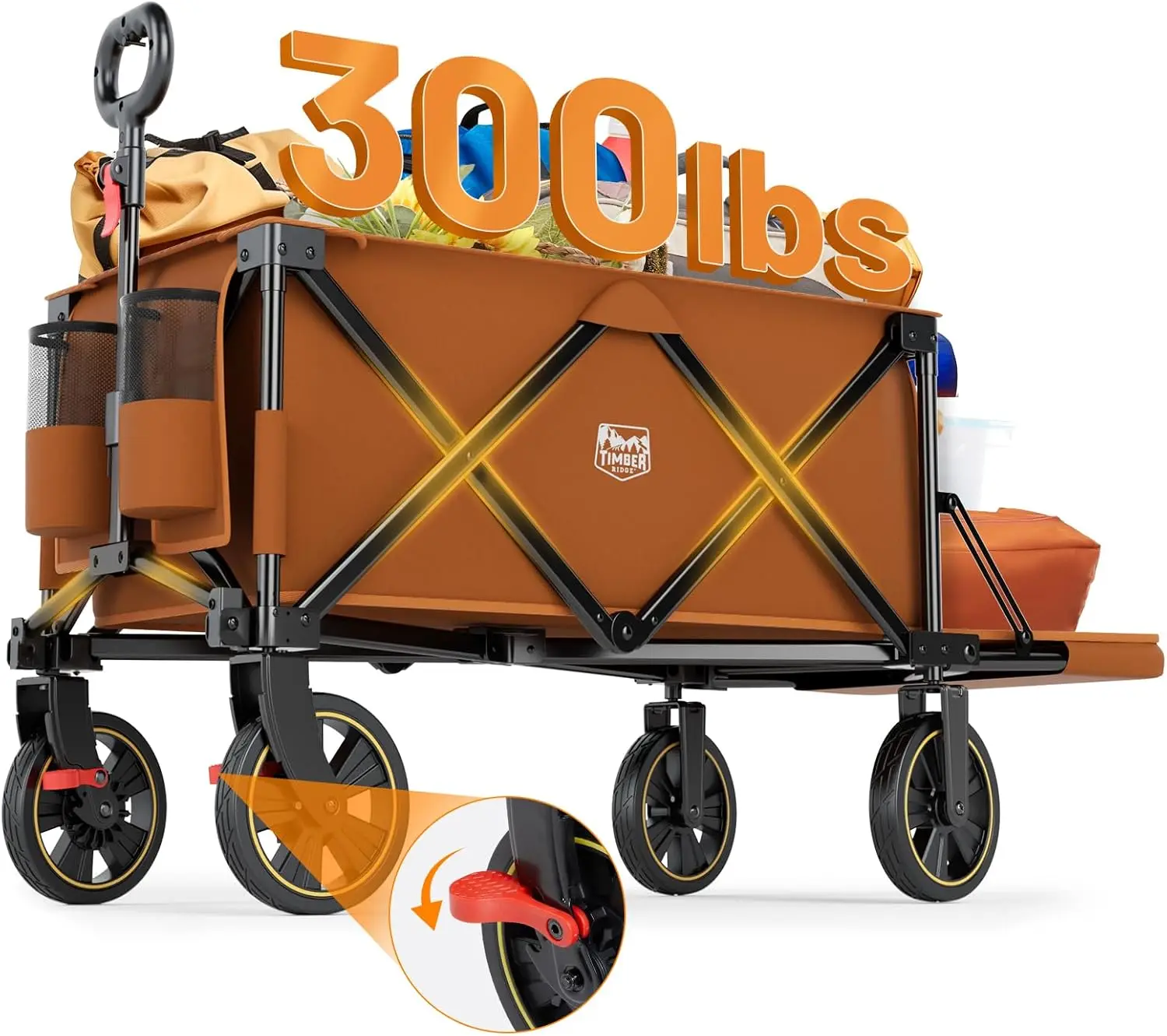 49" Extra Long Collapsible Folding Wagon with Tailgate and Brakes, 250L Capacity All-Terrain Wagon Carts Foldable, 300lb
49" Extra Long Collapsible Folding Wagon with Tailgate and Brakes, 250L Capacity All-Terrain Wagon Carts Foldable, 300lb