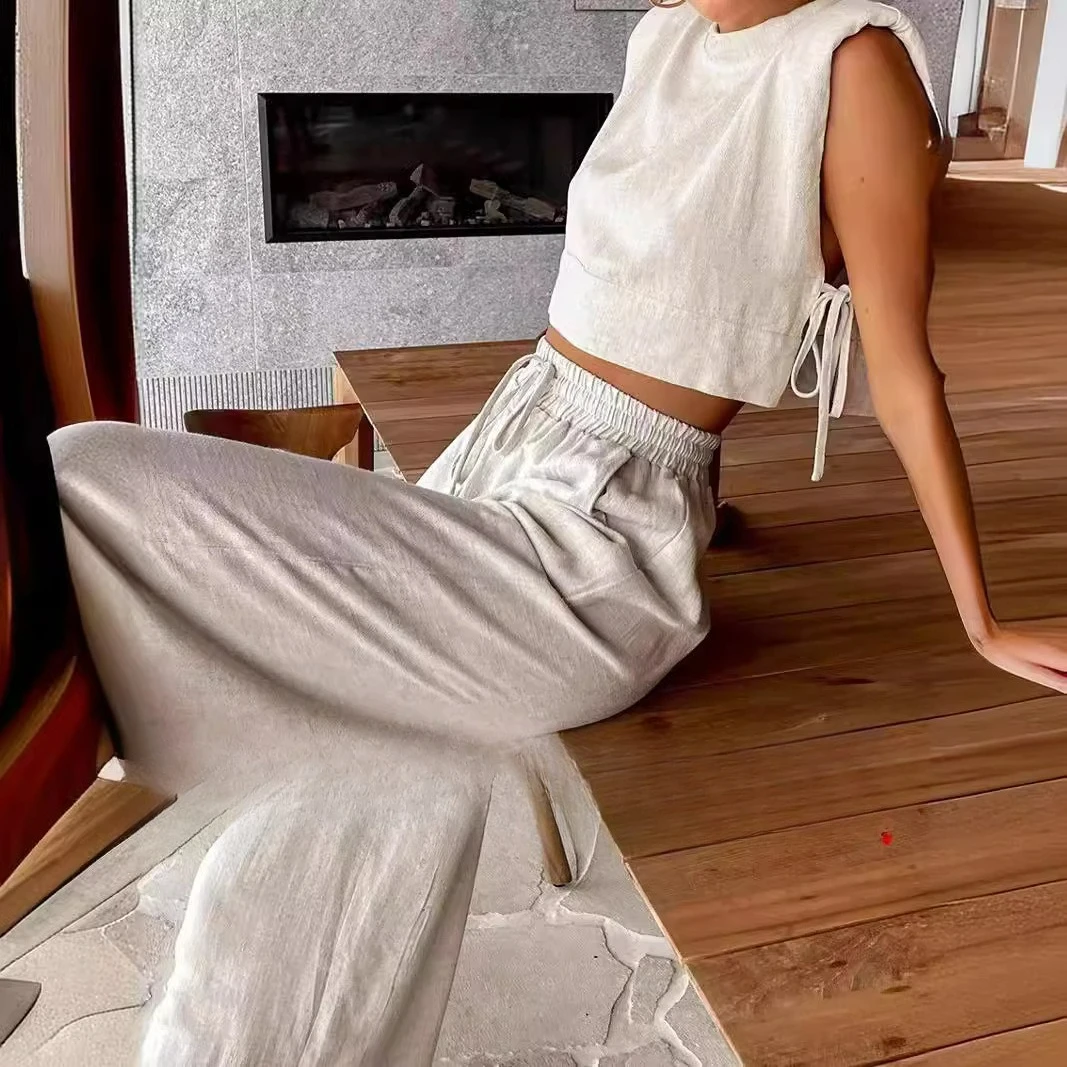 Women's 2026 Fashion Cotton and Hemp Set Sleeveless Top and Hemp Pocket Wide Leg Pants Two Piece Set
Women's 2026 Fashion Cotton and Hemp Set Sleeveless Top and Hemp Pocket Wide Leg Pants Two Piece Set