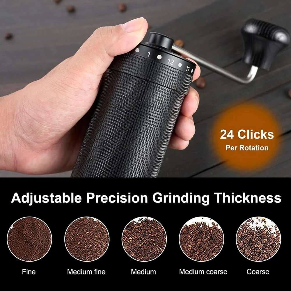Manual Coffee Grinder with Titanium Coating Conical Burr 72 External Grind Settings for Espresso Pour Over French Press Drip
Manual Coffee Grinder with Titanium Coating Conical Burr 72 External Grind Settings for Espresso Pour Over French Press Drip