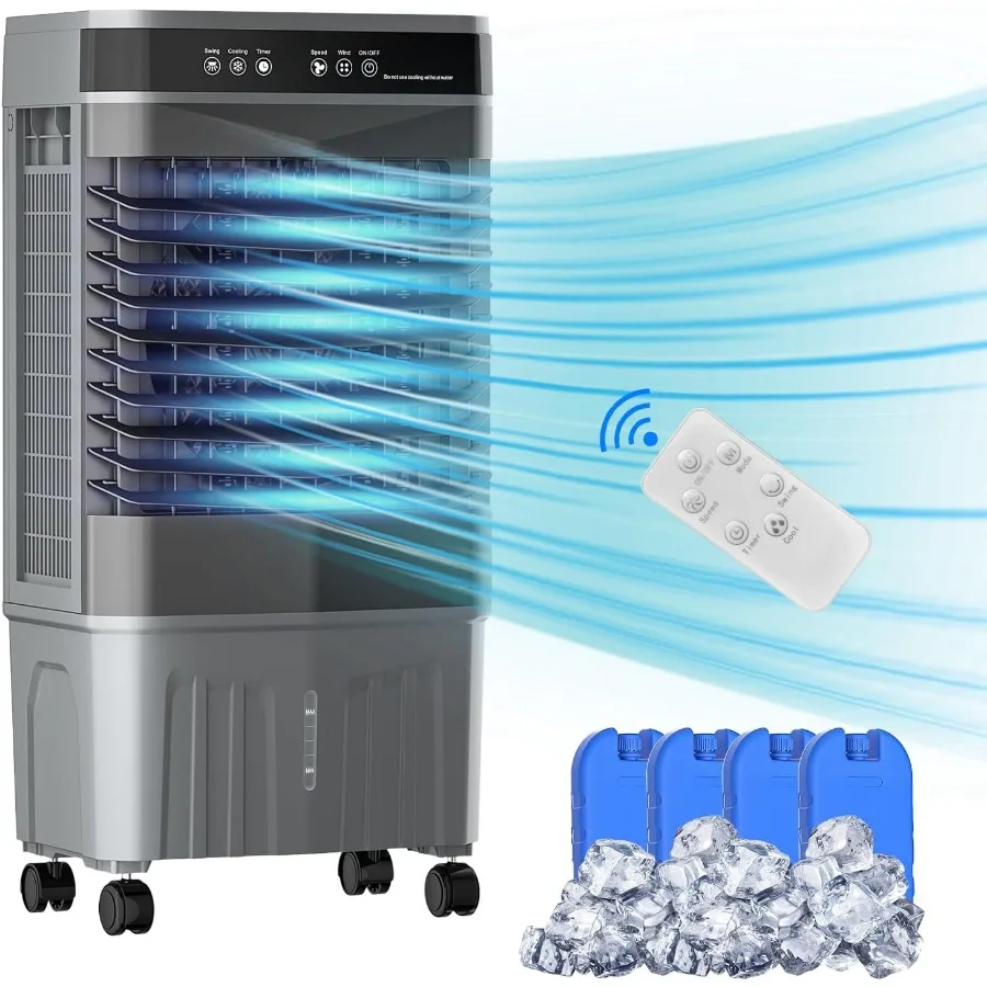 5.3 Gal Portable Evaporative Air Cooler with Remote Control for Room Bedroom Garage 1800CFM High-Capacity Cooling 3 Speed Setti
5.3 Gal Portable Evaporative Air Cooler with Remote Control for Room Bedroom Garage 1800CFM High-Capacity Cooling 3 Speed Setti