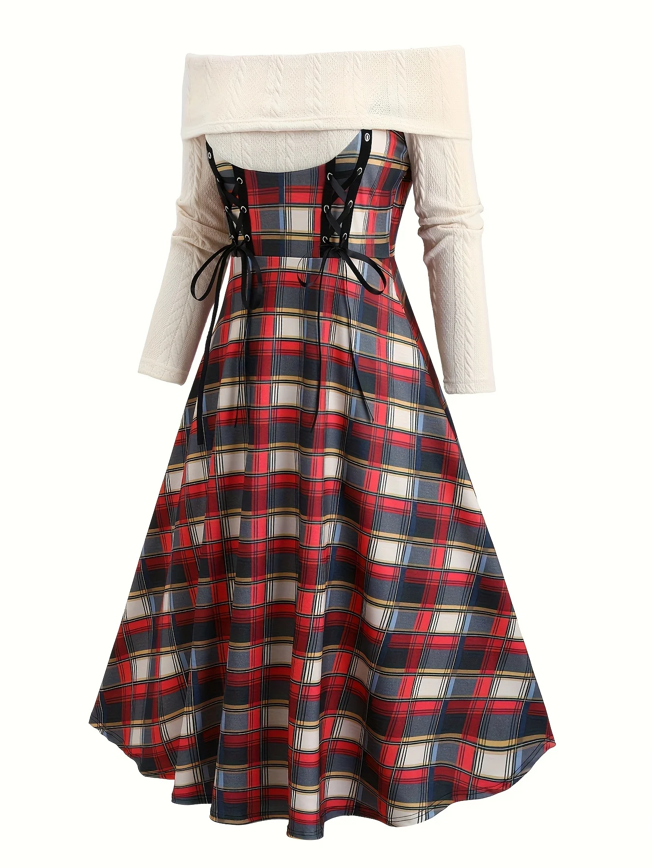 European and American fashion one-shoulder off-the-shoulder plaid drawstring decorated knitted plus-size dress
European and American fashion one-shoulder off-the-shoulder plaid drawstring decorated knitted plus-size dress
