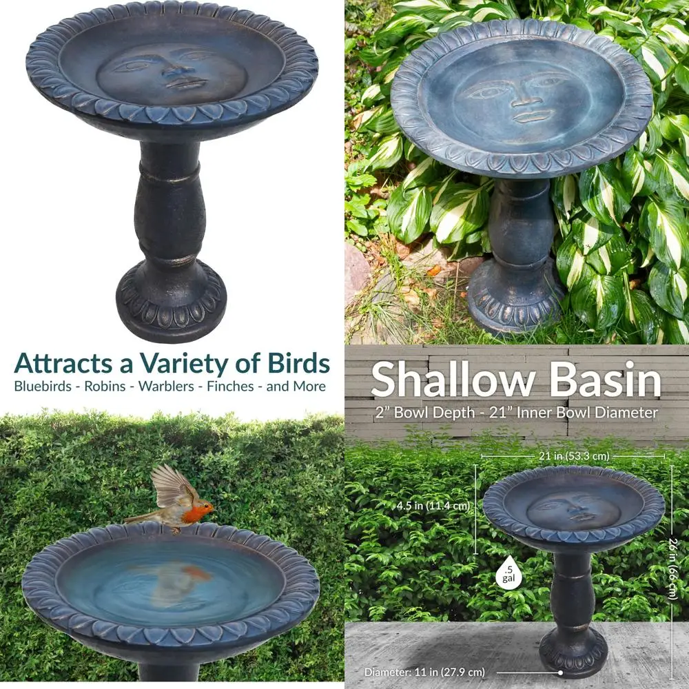 26-inch Outdoor Concrete Bird Bath with Glass Fiber Reinforced Construction - Sunnydaze Tall Facade Bird Bath
26-inch Outdoor Concrete Bird Bath with Glass Fiber Reinforced Construction - Sunnydaze Tall Facade Bird Bath
