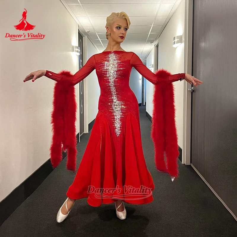Teenagers Social Dance Feather Style Dresses Customized Adult Female Waltz Tango Foxtrot Wrapped Hips Attire Dancer's Vitality
Teenagers Social Dance Feather Style Dresses Customized Adult Female Waltz Tango Foxtrot Wrapped Hips Attire Dancer's Vitality