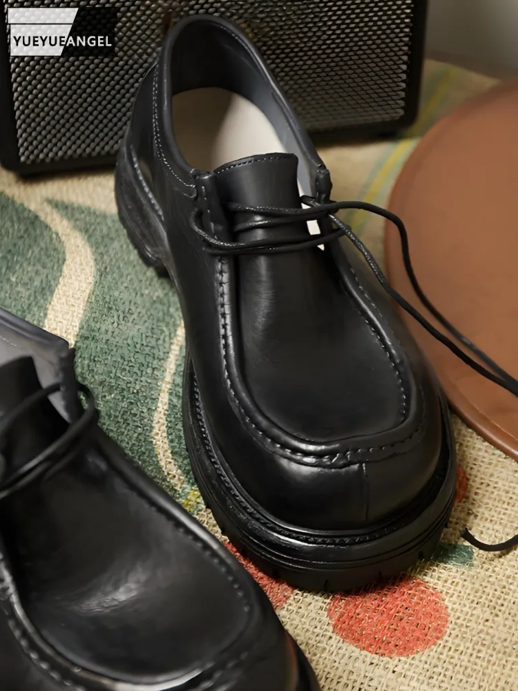 Мужские однотонные модельные туфли на среднем каблуке с круглым носком из конской кожи в американском стиле, деловая обувь ручной работы на платформе из натуральной кожи со шнуровкой 
Мужские однотонные модельные туфли на среднем каблуке с круглым носком из конской кожи в американском стиле, деловая обувь ручной работы на платформе из натуральной кожи со шнуровкой