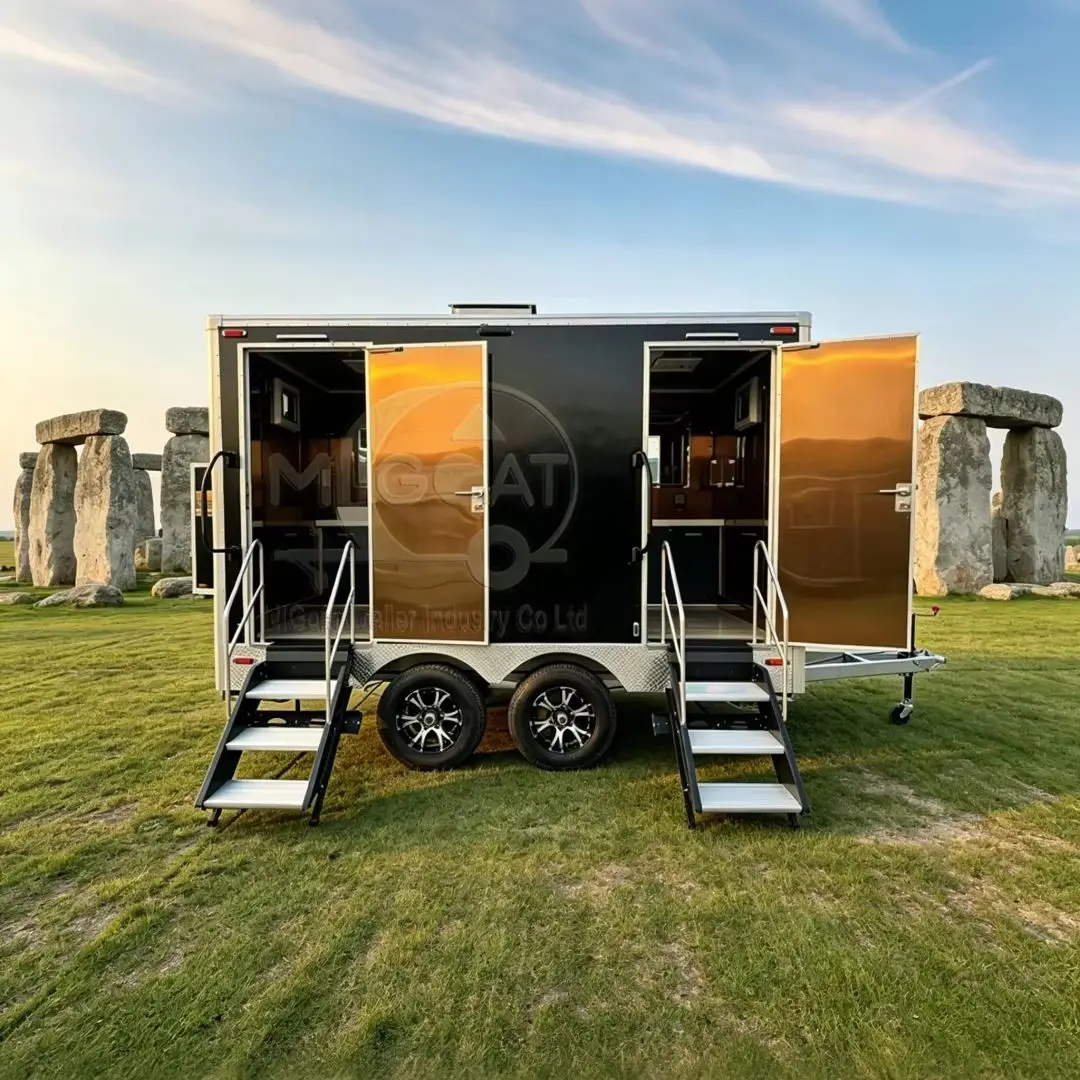 Luxury Black & Gold Portable Restroom Trailer Custom Logo Mobile Toilet for Wedding Glamping Concert & High-End Outdoor Events
Luxury Black & Gold Portable Restroom Trailer Custom Logo Mobile Toilet for Wedding Glamping Concert & High-End Outdoor Events