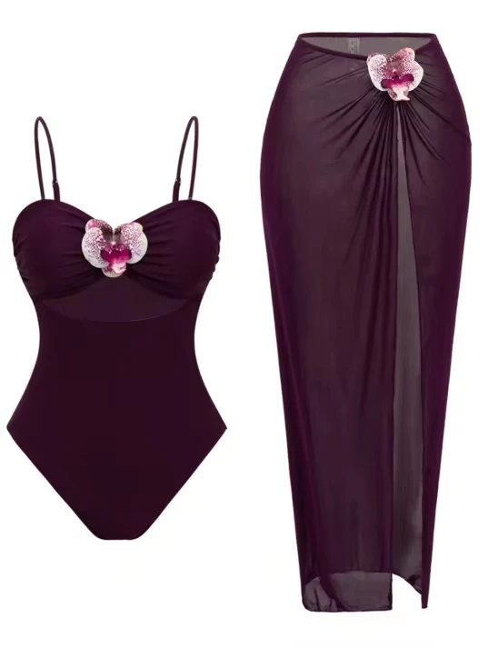 Sexy Fashionable Two-Piece Swimsuit with 3D Floral Hollow Out Vacation Ladies Beachwear with Skirt
Sexy Fashionable Two-Piece Swimsuit with 3D Floral Hollow Out Vacation Ladies Beachwear with Skirt