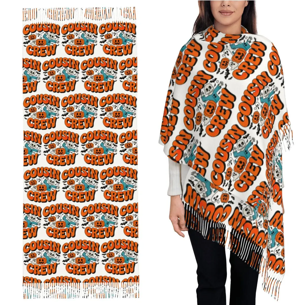 Шарф Cousin Crew на Хэллоуин, шарфы с кисточками для женщин, мягкие теплые шали и накидки, большая осенне-зимняя шаль
Шарф Cousin Crew на Хэллоуин, шарфы с кисточками для женщин, мягкие теплые шали и накидки, большая осенне-зимняя шаль