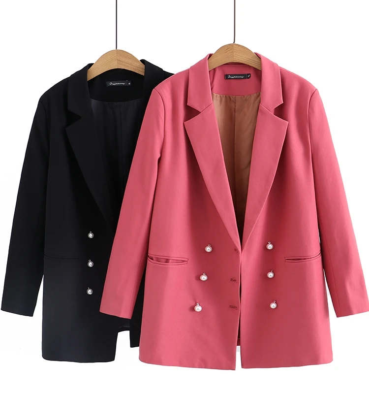 Spring 2023 Women's Pink Loose Fit Double Breasted Pearl Button Suit Jacket Korean Style plus Size Long Sleeve Business Top
Spring 2023 Women's Pink Loose Fit Double Breasted Pearl Button Suit Jacket Korean Style plus Size Long Sleeve Business Top