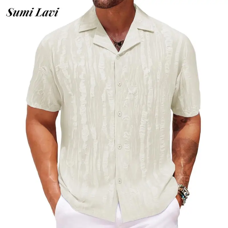 Spring Summer Stylish Ripped Shirts Men Short Sleeve Button-up Turn-down Collar Casual Shirt For Mens Fashion Solid Color Shirt
Spring Summer Stylish Ripped Shirts Men Short Sleeve Button-up Turn-down Collar Casual Shirt For Mens Fashion Solid Color Shirt