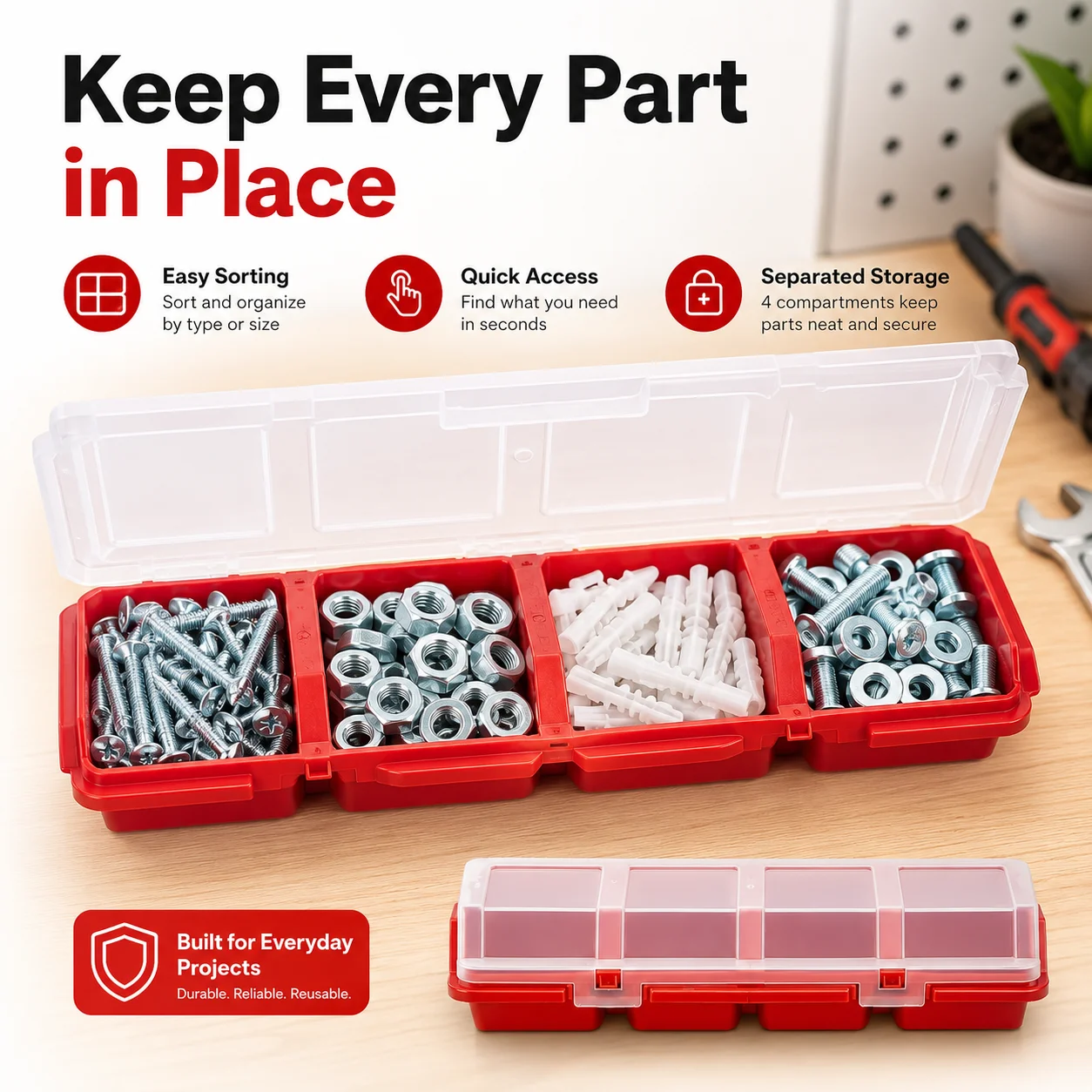 1Pc Multi-Compartment Organizer Box For Screws & Small Parts - Durable Plastic Hardware And Jewelry Storage Case
1Pc Multi-Compartment Organizer Box For Screws & Small Parts - Durable Plastic Hardware And Jewelry Storage Case