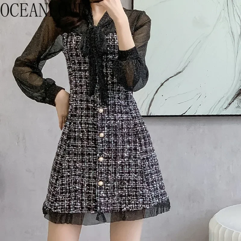 OCEANLOVE Lace Up Bow Tweed Mini Dresses Plaid Korean Fashion Autumn Winter Vestidos Mujer Elegant Sweet Ruffles Women Dress
OCEANLOVE Lace Up Bow Tweed Mini Dresses Plaid Korean Fashion Autumn Winter Vestidos Mujer Elegant Sweet Ruffles Women Dress