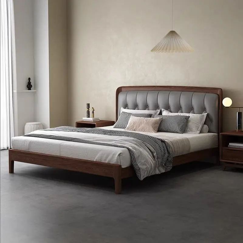Black walnut solid wood bed leather soft backrest log 1.8 meters Italian double bed master bedroom
Black walnut solid wood bed leather soft backrest log 1.8 meters Italian double bed master bedroom