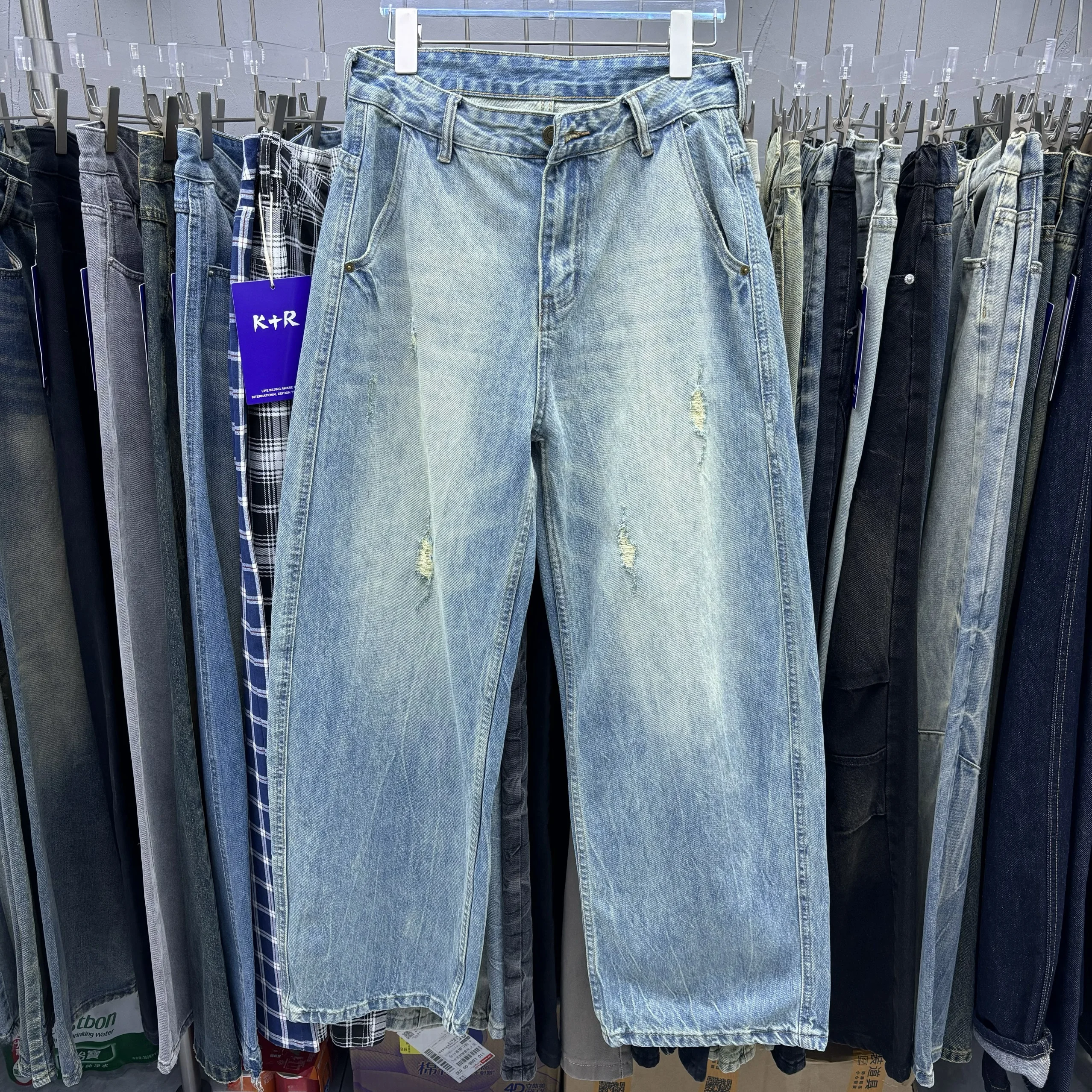 Retro Waed Lightning Pattern Loose Wide Leg Men's Jeans High Waist Straight Tube Long Trousers Casual Cotton Denim Pants
Retro Waed Lightning Pattern Loose Wide Leg Men's Jeans High Waist Straight Tube Long Trousers Casual Cotton Denim Pants