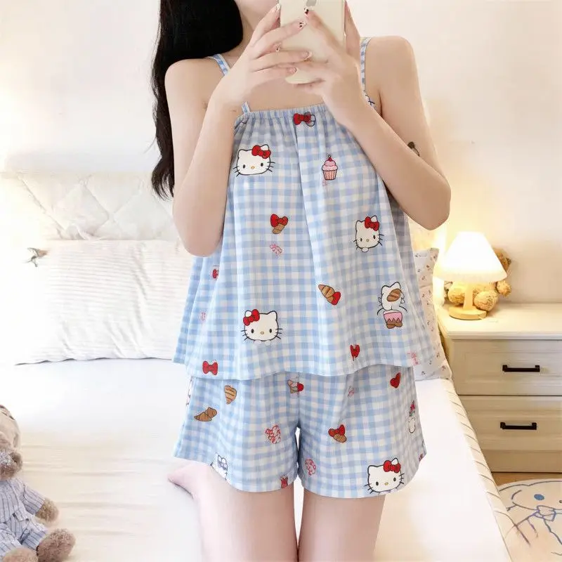 Hello Kitty Cartoon Women's Sleepwear Set Summer Cute Comfortable Cool Home Clothes Y2K Loose Strap Pajamas Shorts
Hello Kitty Cartoon Women's Sleepwear Set Summer Cute Comfortable Cool Home Clothes Y2K Loose Strap Pajamas Shorts