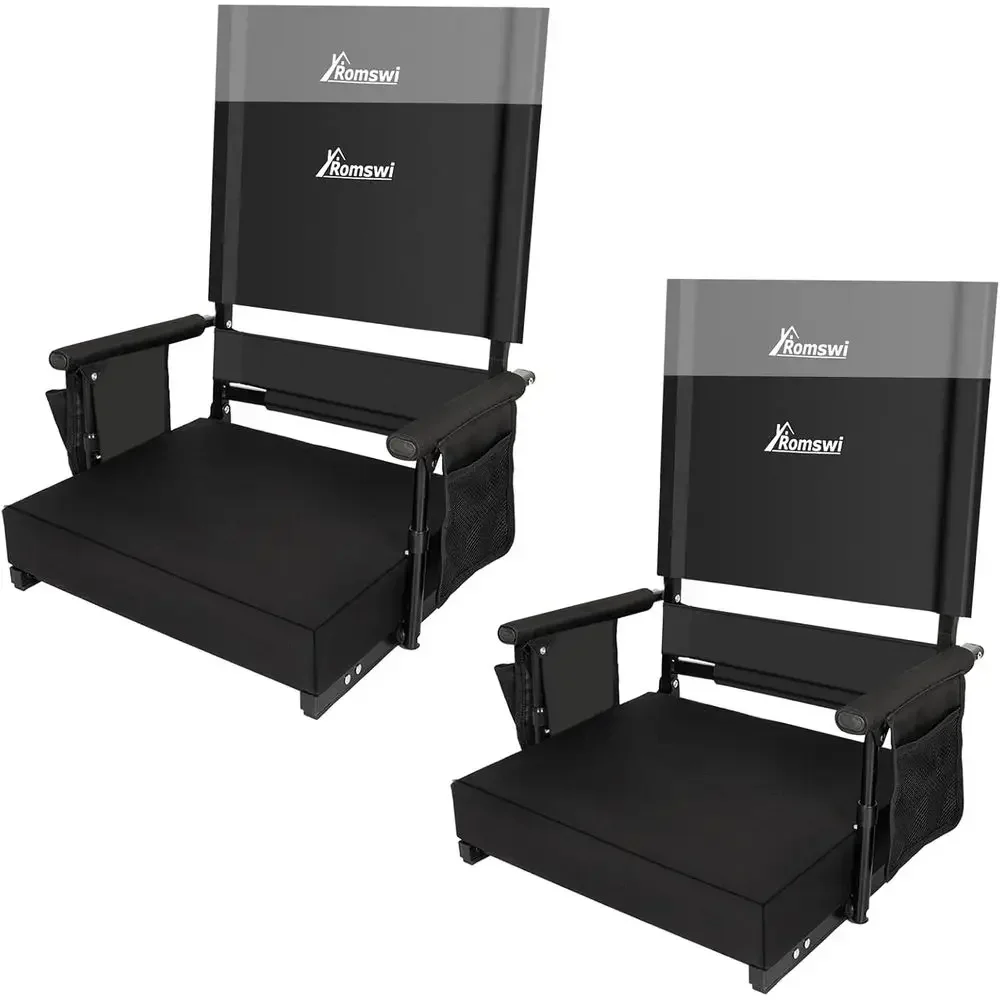 Height-Adjustable Stadium Seat with Lumbar Support, 3 Thick Cushion, Armrests, and Cup Holders - Portable Black Bleachers
Height-Adjustable Stadium Seat with Lumbar Support, 3 Thick Cushion, Armrests, and Cup Holders - Portable Black Bleachers