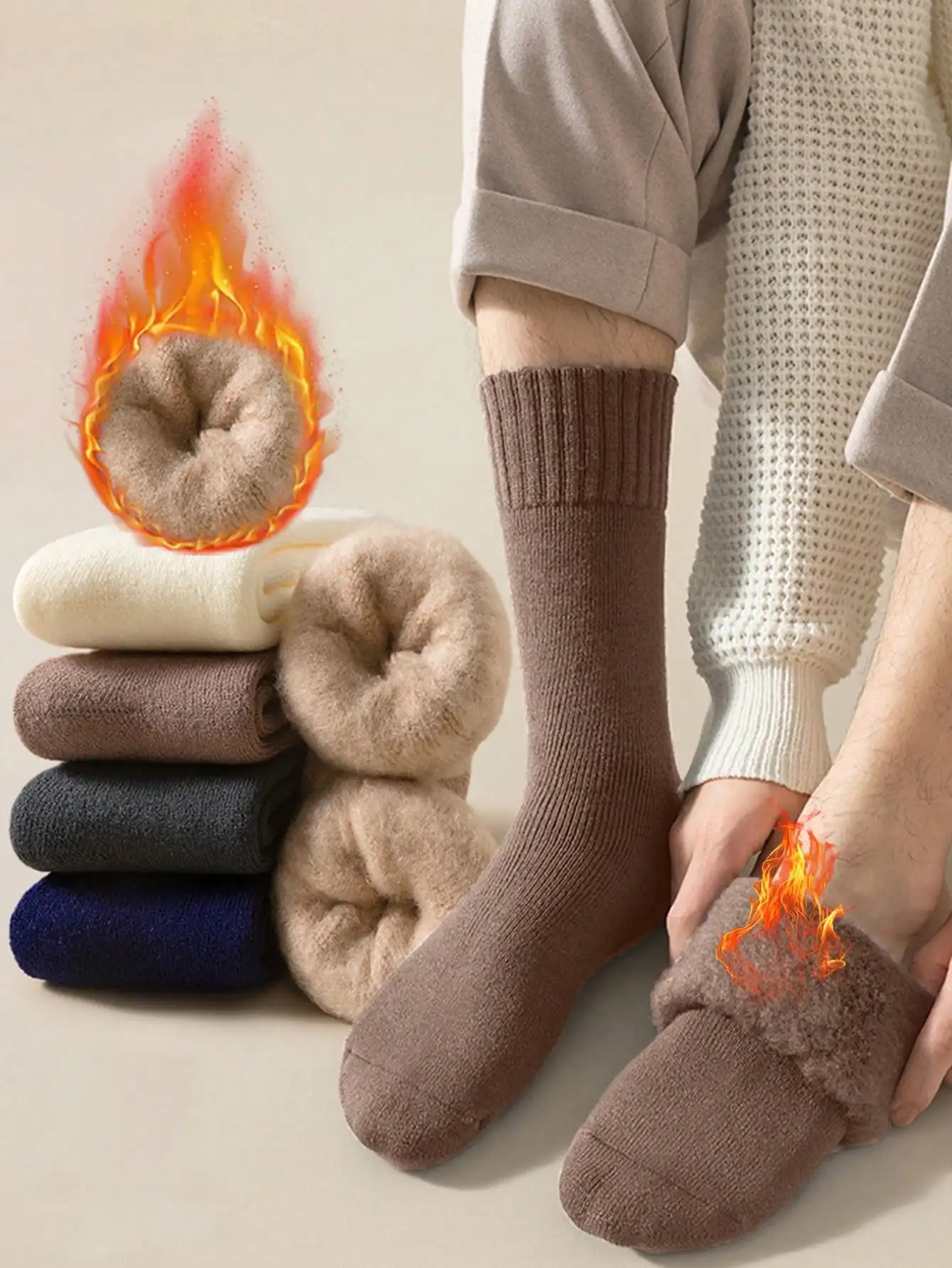 5-пар мужских носков на флисовой подкладке, утолщенные мягкие и удобные теплые носки для зимних походных ботинок
5-пар мужских носков на флисовой подкладке, утолщенные мягкие и удобные теплые носки для зимних походных ботинок