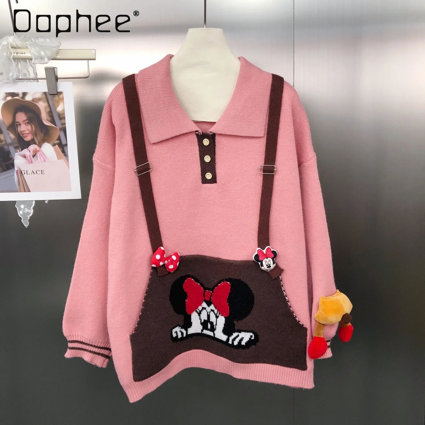 Design Sense Fake Two-Piece Color-Block Cartoon Jacquard Pullover Knitted Sweater Women's Turn-Down Collar Long Sleeve Top
Design Sense Fake Two-Piece Color-Block Cartoon Jacquard Pullover Knitted Sweater Women's Turn-Down Collar Long Sleeve Top