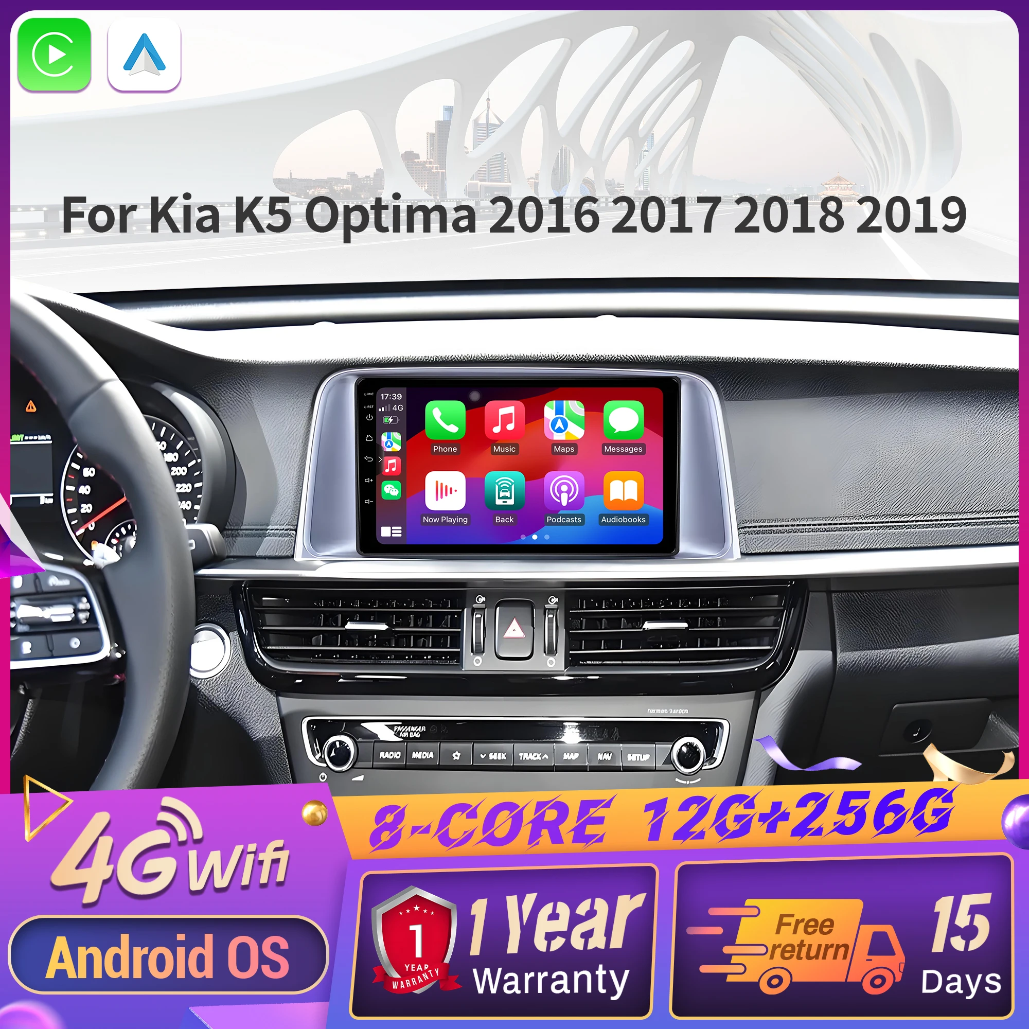 For Kia K5 Optima 2016 2017 2018 2019 4G GPS Car Radio Wireless BT CarPlay Android 14 Navigation Multimedia 2K QLED Screen
For Kia K5 Optima 2016 2017 2018 2019 4G GPS Car Radio Wireless BT CarPlay Android 14 Navigation Multimedia 2K QLED Screen