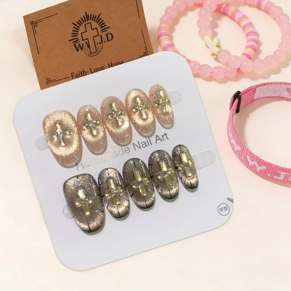24pcs Luxury Religious Cross Fake Nails Gold Plated Shimmer Dark Press on Nails Divine Light Rhinestone Glossy Stick on Nails
24pcs Luxury Religious Cross Fake Nails Gold Plated Shimmer Dark Press on Nails Divine Light Rhinestone Glossy Stick on Nails