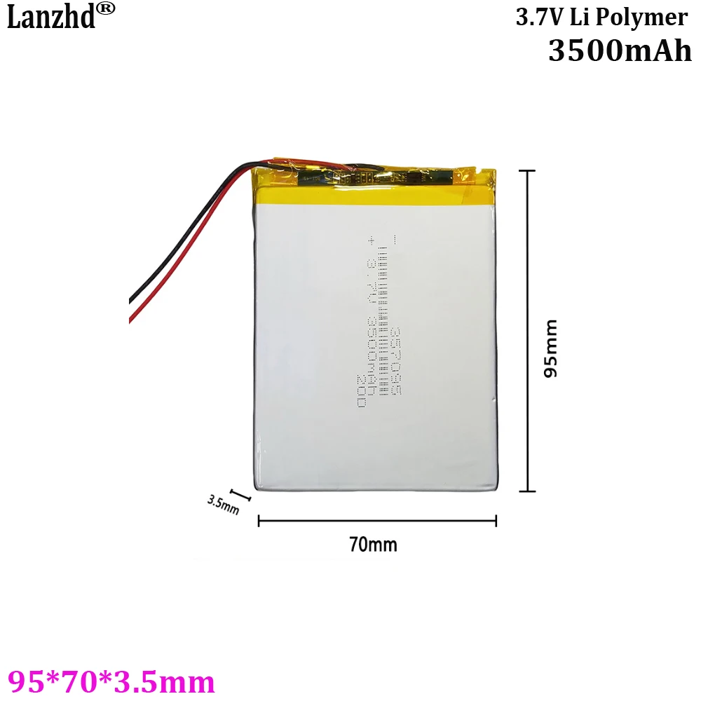 3.7V rechargeable lithium polymer battery for tablet computers and handheld game consoles 357095 3500mAh
3.7V rechargeable lithium polymer battery for tablet computers and handheld game consoles 357095 3500mAh